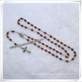 Rose Zinc Alloy Beads with Jesus Cross with Rosary Fashion Chain Beads Necklace Rosaries Design (IO-cr366)